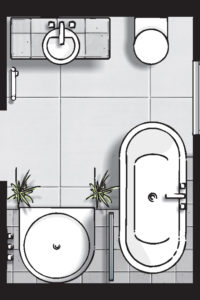 Badideen Grundriss Badezimmer mit Badewanne und Dusche