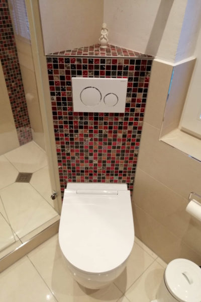 WC mit Mosaik-Fliesen in Flottbek nach der Badsanierung durch Bäder Dunkelmann.