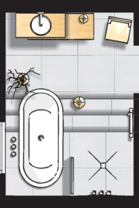 Badideen Grundriss Badezimmer mit Dusche und Badewanne