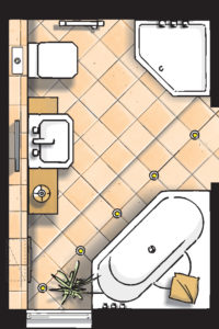 Badideen Grundriss Bad mit Badewanne und Dusche