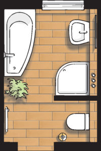 Badideen Grundriss Bad mit Badewanne und Dusche
