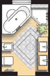 Badideen Grundriss Badezimmer mit Dusche und Badewanne