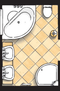 Badideen Grundriss Badezimmer mit Badewanne und Dusche