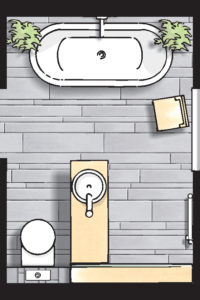 Badideen Grundriss Badezimmer mit Badewanne und Dusche