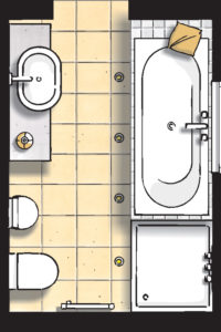 Badideen Grundriss Badezimmer mit Dusche und Badewanne