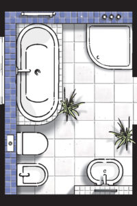 Badideen Grundriss Badezimmer mit Dusche und Badewanne