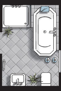 Badideen Grundriss Badezimmer mit Badewanne und Dusche