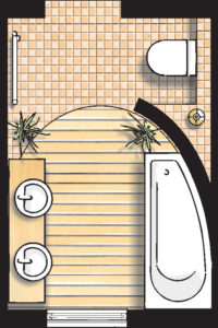 Badideen Grundriss Badezimmer mit Raumsparbadewanne