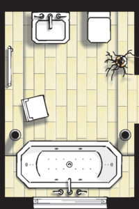 Badideen Grundriss Badezimmer mit Badewanne mit Whirlpoolfunktionen