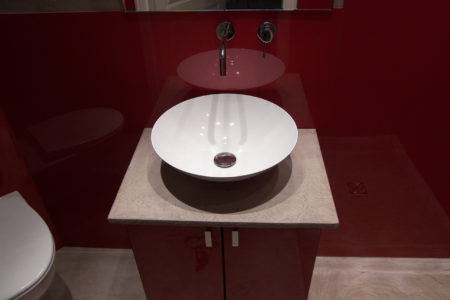 Gäste WC Waschtisch mit runden Aufsatzbecken